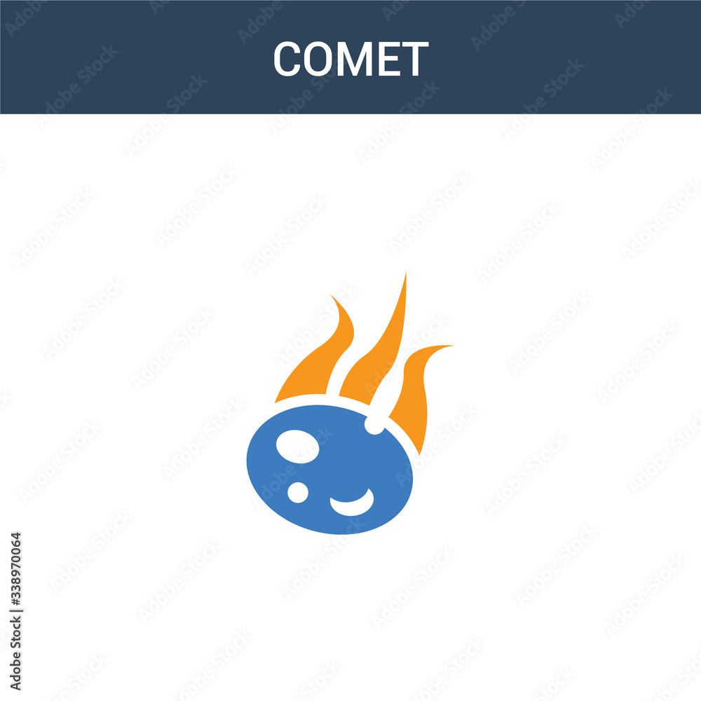 Poster two colored comet concept vector icon. 2 color comet vector illustration. isolated blue and orange e