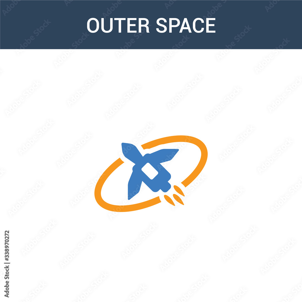 Poster two colored outer space concept vector icon. 2 color outer space vector illustration. isolated blue 