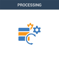 Fototapeta premium two colored Processing concept vector icon. 2 color Processing vector illustration. isolated blue and orange eps icon on white background.