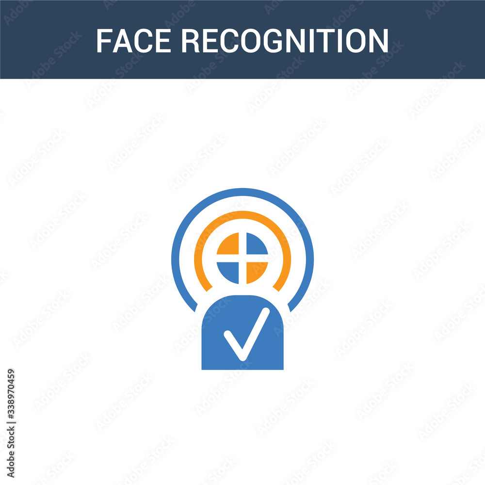Poster two colored face recognition concept vector icon. 2 color face recognition vector illustration. isol
