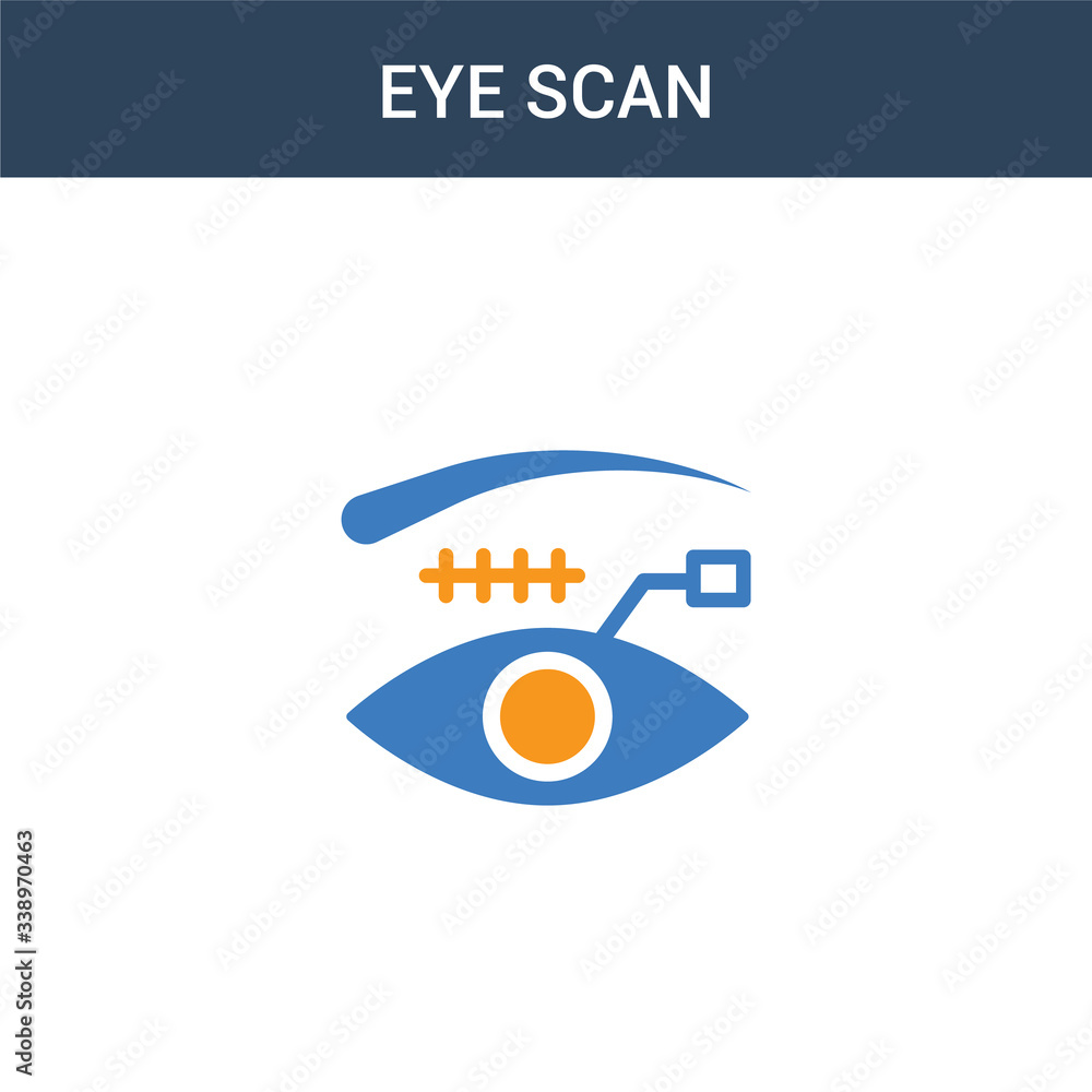 Poster two colored eye scan concept vector icon. 2 color eye scan vector illustration. isolated blue and or