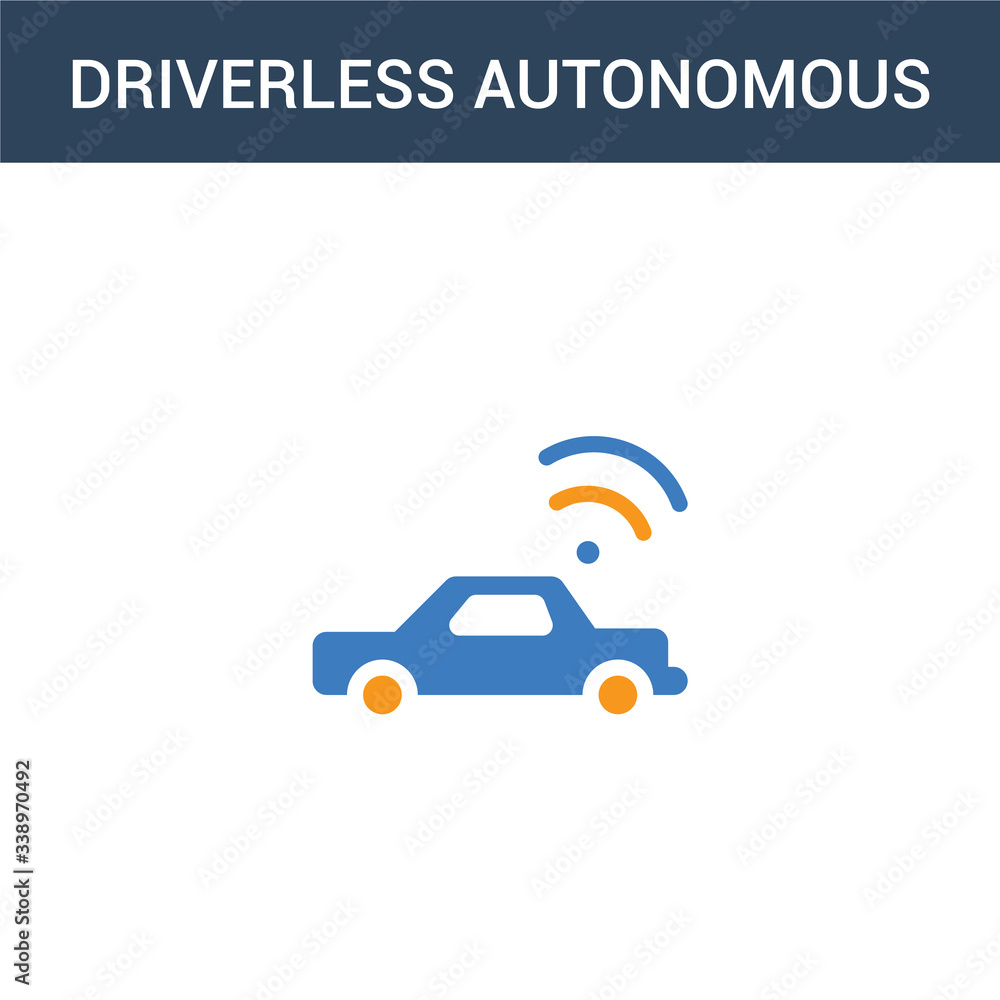 Poster two colored driverless autonomous car concept vector icon. 2 color driverless autonomous car vector 