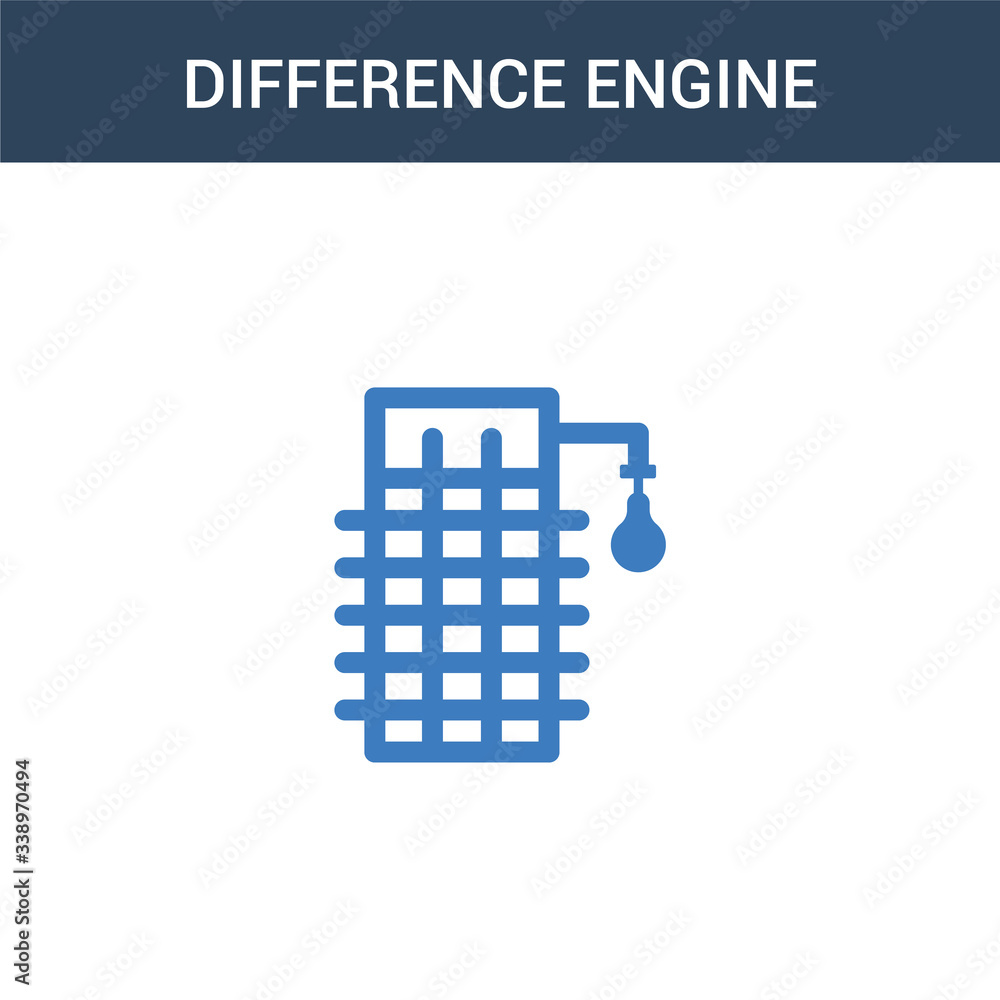 Poster two colored difference engine concept vector icon. 2 color difference engine vector illustration. is
