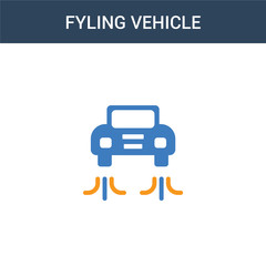 two colored fyling Vehicle concept vector icon. 2 color fyling Vehicle vector illustration. isolated blue and orange eps icon on white background.