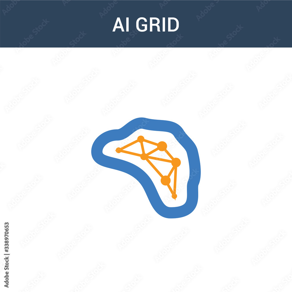 Poster two colored ai grid concept vector icon. 2 color ai grid vector illustration. isolated blue and oran