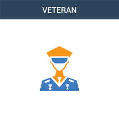 two colored Veteran concept vector icon. 2 color Veteran vector illustration. isolated blue and orange eps icon on white background.