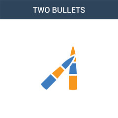 two colored Two Bullets concept vector icon. 2 color Two Bullets vector illustration. isolated blue and orange eps icon on white background.