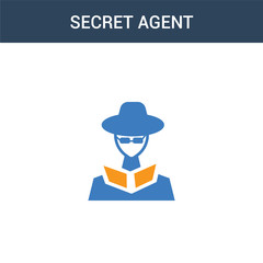 two colored secret agent concept vector icon. 2 color secret agent vector illustration. isolated blue and orange eps icon on white background.
