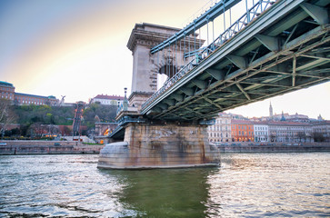 Szechenyi Chain Bridge in Budapest, Hungary