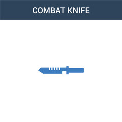 two colored combat knife concept vector icon. 2 color combat knife vector illustration. isolated blue and orange eps icon on white background.