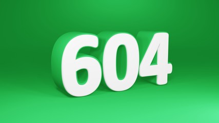 Number 604 in white on green background, isolated number 3d render © Simon