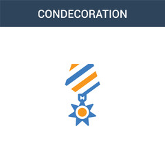 two colored Condecoration concept vector icon. 2 color Condecoration vector illustration. isolated blue and orange eps icon on white background.