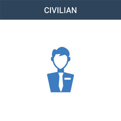 two colored civilian concept vector icon. 2 color civilian vector illustration. isolated blue and orange eps icon on white background.