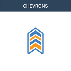 two colored chevrons concept vector icon. 2 color chevrons vector illustration. isolated blue and orange eps icon on white background.
