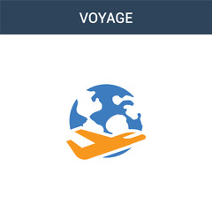 two colored voyage concept vector icon. 2 color voyage vector illustration. isolated blue and orange eps icon on white background.