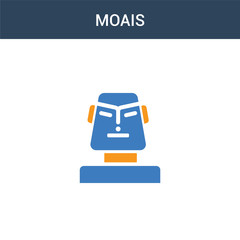 two colored Moais concept vector icon. 2 color Moais vector illustration. isolated blue and orange eps icon on white background.