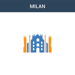 two colored Milan concept vector icon. 2 color Milan vector illustration. isolated blue and orange eps icon on white background.
