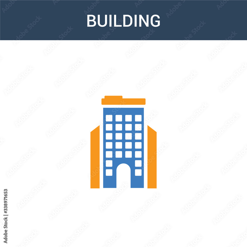 Poster two colored building concept vector icon. 2 color building vector illustration. isolated blue and or