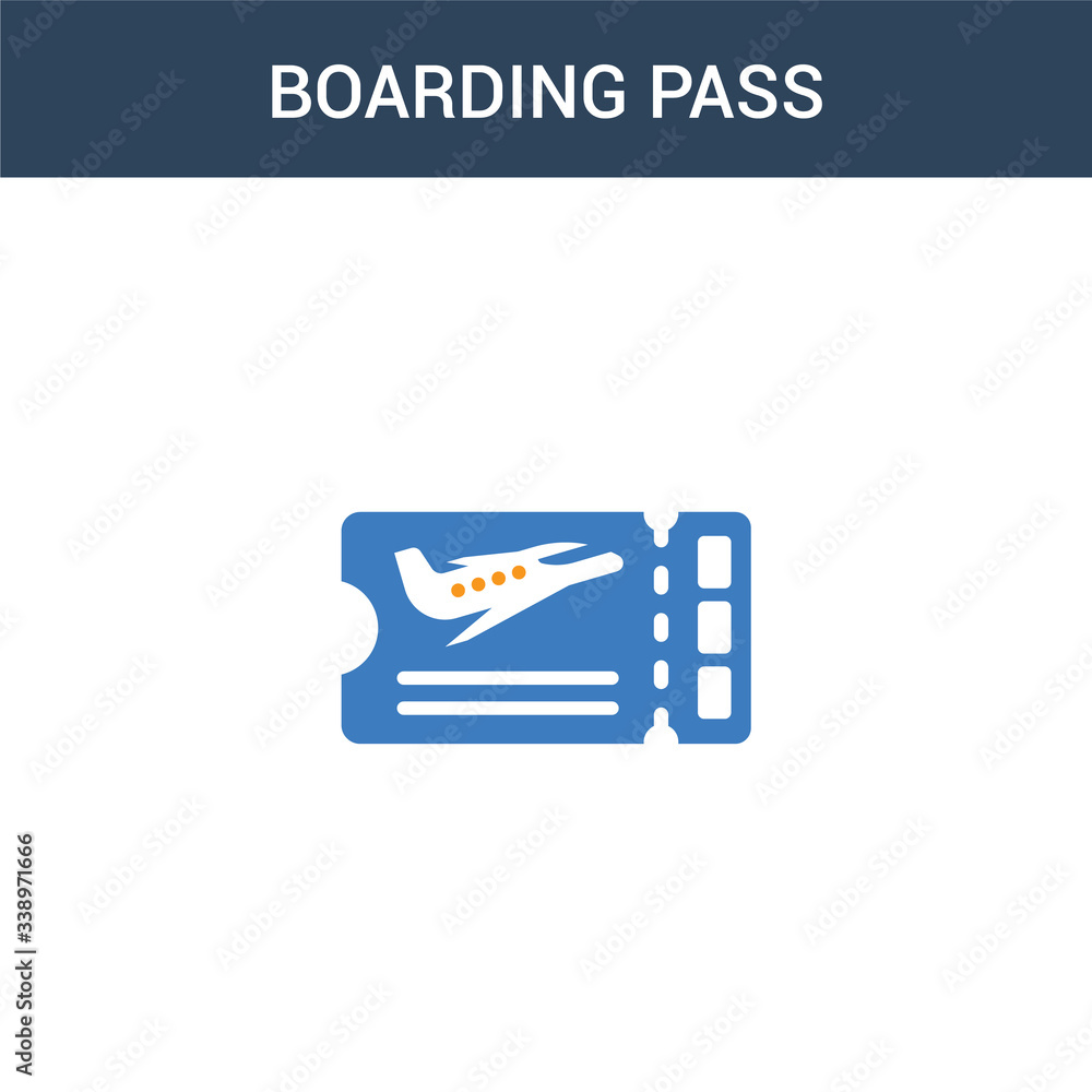 Poster two colored boarding pass concept vector icon. 2 color boarding pass vector illustration. isolated b