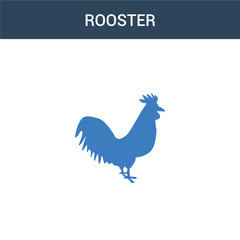 Fototapeta na wymiar two colored Rooster concept vector icon. 2 color Rooster vector illustration. isolated blue and orange eps icon on white background.
