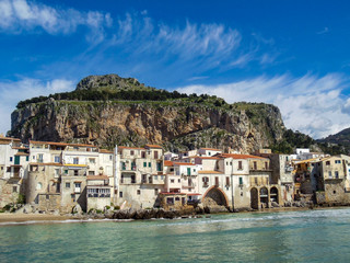 Fototapeta na wymiar View of Cefalu city, Ligurian Coast, Sicily, Italy