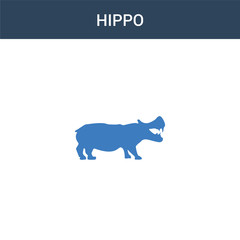 two colored Hippo concept vector icon. 2 color Hippo vector illustration. isolated blue and orange eps icon on white background.