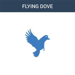 two colored Flying Dove concept vector icon. 2 color Flying Dove vector illustration. isolated blue and orange eps icon on white background.