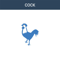 Fototapeta na wymiar two colored Cock concept vector icon. 2 color Cock vector illustration. isolated blue and orange eps icon on white background.