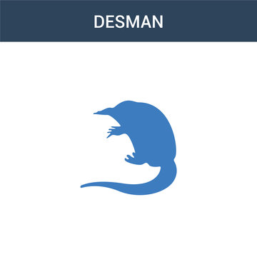 two colored Desman concept vector icon. 2 color Desman vector illustration. isolated blue and orange eps icon on white background.