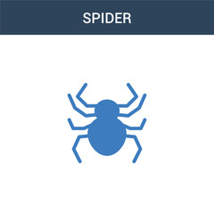 two colored Spider concept vector icon. 2 color Spider vector illustration. isolated blue and orange eps icon on white background.
