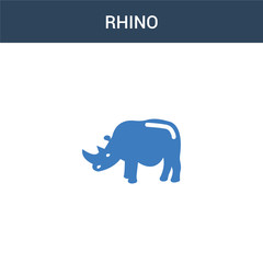 two colored Rhino concept vector icon. 2 color Rhino vector illustration. isolated blue and orange eps icon on white background.