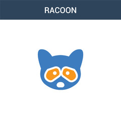 two colored Racoon concept vector icon. 2 color Racoon vector illustration. isolated blue and orange eps icon on white background.