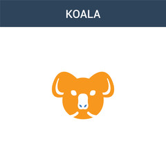 Obraz na płótnie Canvas two colored Koala concept vector icon. 2 color Koala vector illustration. isolated blue and orange eps icon on white background.
