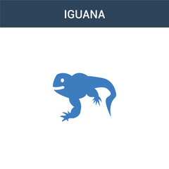 two colored iguana concept vector icon. 2 color iguana vector illustration. isolated blue and orange eps icon on white background.