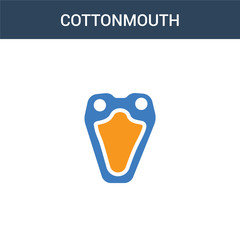 two colored cottonmouth concept vector icon. 2 color cottonmouth vector illustration. isolated blue and orange eps icon on white background.