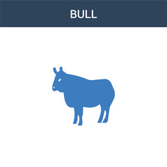 two colored Bull concept vector icon. 2 color Bull vector illustration. isolated blue and orange eps icon on white background.