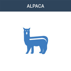 two colored Alpaca concept vector icon. 2 color Alpaca vector illustration. isolated blue and orange eps icon on white background.