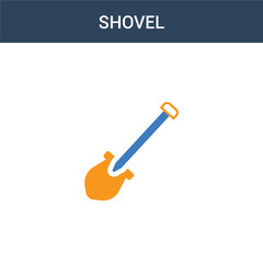 two colored Shovel concept vector icon. 2 color Shovel vector illustration. isolated blue and orange eps icon on white background.