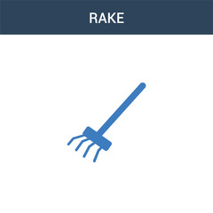two colored Rake concept vector icon. 2 color Rake vector illustration. isolated blue and orange eps icon on white background.