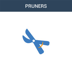 two colored Pruners concept vector icon. 2 color Pruners vector illustration. isolated blue and orange eps icon on white background.