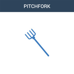 two colored Pitchfork concept vector icon. 2 color Pitchfork vector illustration. isolated blue and orange eps icon on white background.