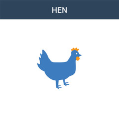 Fototapeta na wymiar two colored Hen concept vector icon. 2 color Hen vector illustration. isolated blue and orange eps icon on white background.