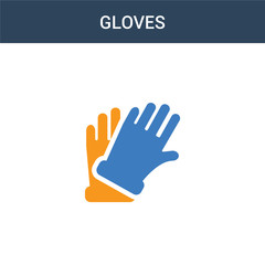 two colored Gloves concept vector icon. 2 color Gloves vector illustration. isolated blue and orange eps icon on white background.
