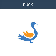 two colored Duck concept vector icon. 2 color Duck vector illustration. isolated blue and orange eps icon on white background.