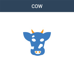 two colored Cow concept vector icon. 2 color Cow vector illustration. isolated blue and orange eps icon on white background.