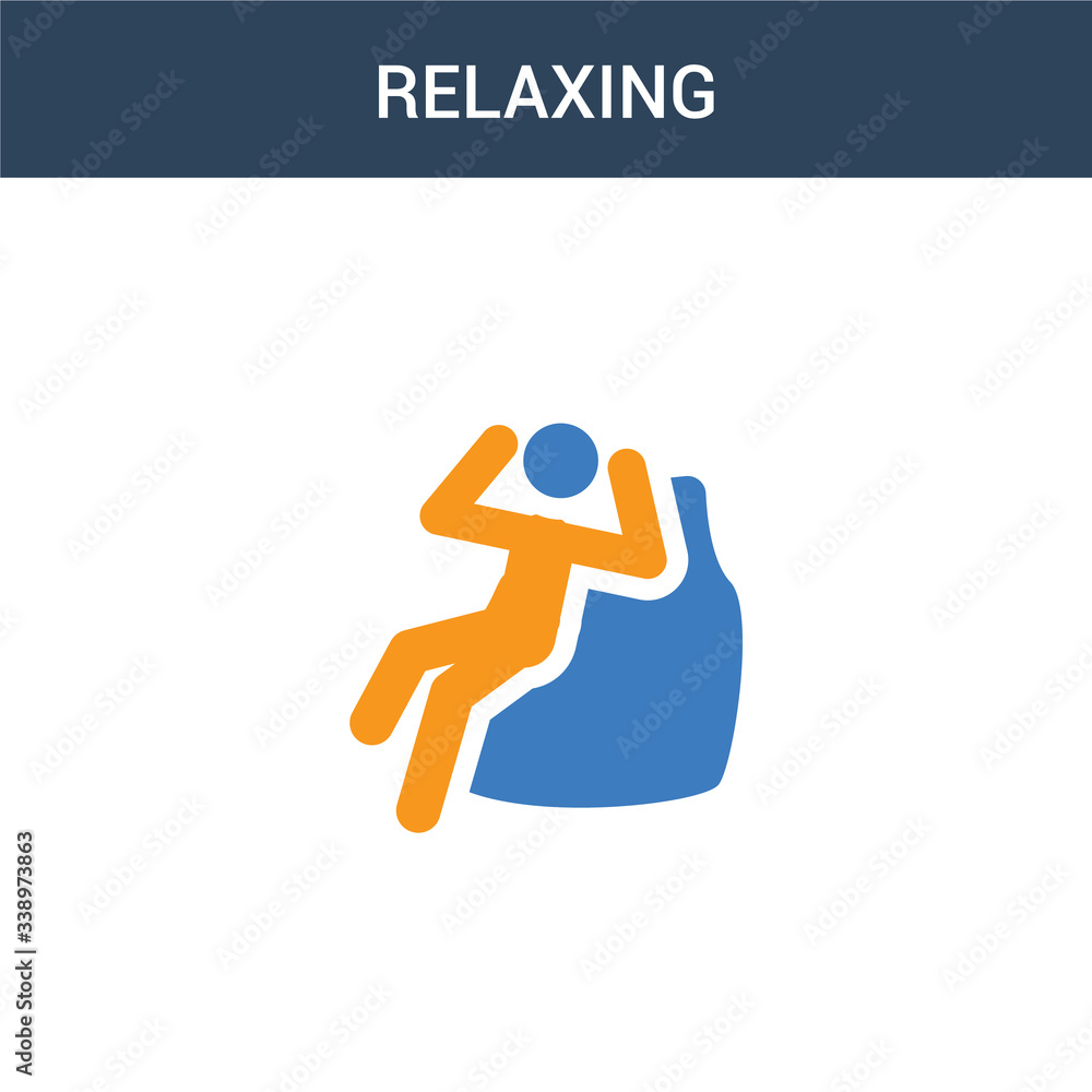 Poster two colored relaxing concept vector icon. 2 color relaxing vector illustration. isolated blue and or
