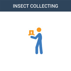 two colored Insect collecting concept vector icon. 2 color Insect collecting vector illustration. isolated blue and orange eps icon on white background.