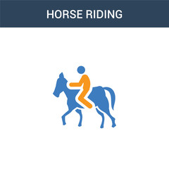 Fototapeta na wymiar two colored Horse riding concept vector icon. 2 color Horse riding vector illustration. isolated blue and orange eps icon on white background.