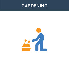 two colored Gardening concept vector icon. 2 color Gardening vector illustration. isolated blue and orange eps icon on white background.
