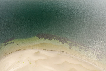 Sand and Green Water Top Down Aerial Above View Ocean Background Kala Point Port Townsend...